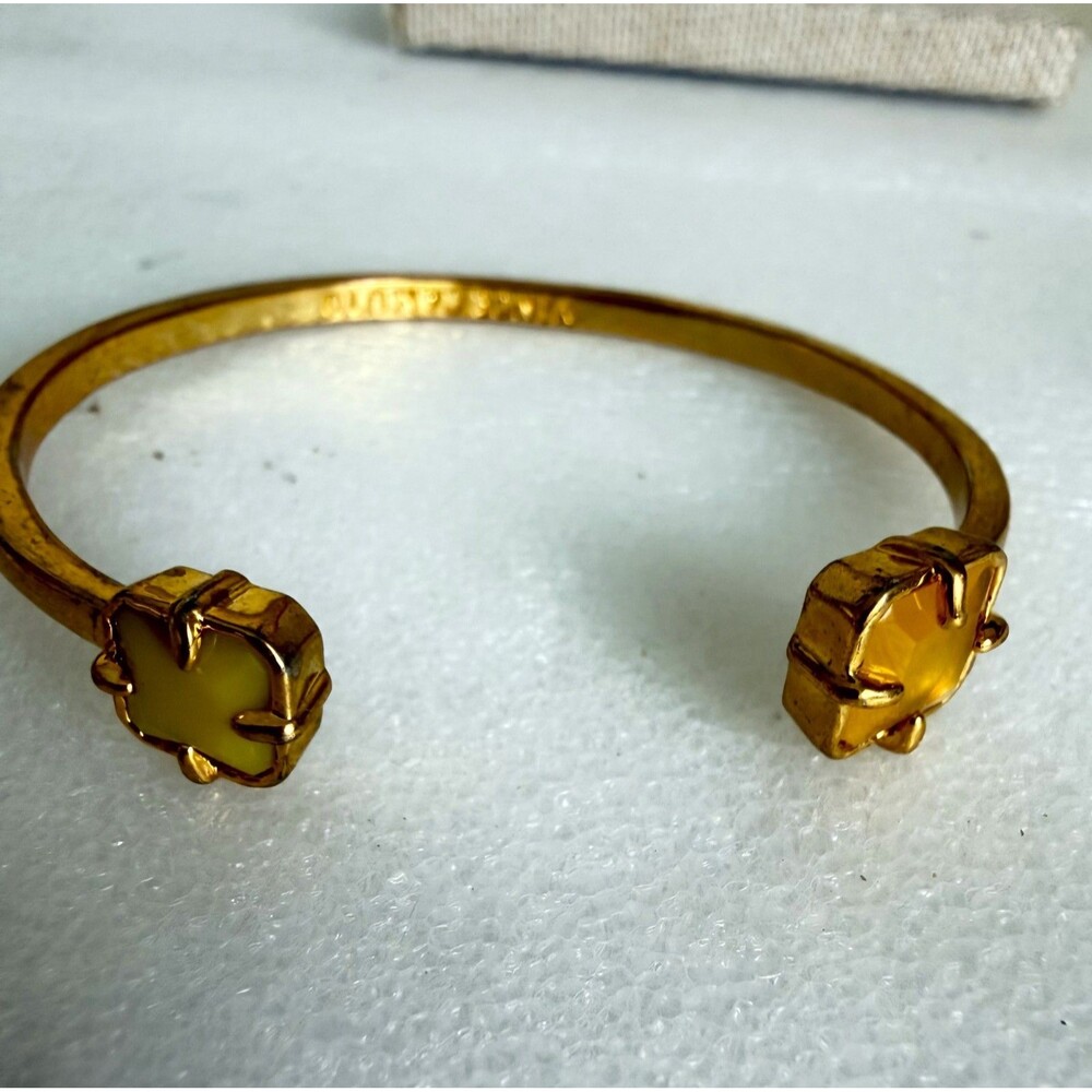 Vince Camuto Gold Tone Yellow Stone Cuff Bracelet Open Bangle Stylish open cuf